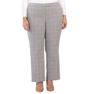 Kasper Mid-Rise Straight-Leg Plaid Trouser Pants